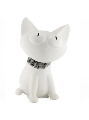 Dhink Spaarpot Silly kat met halsband Wit